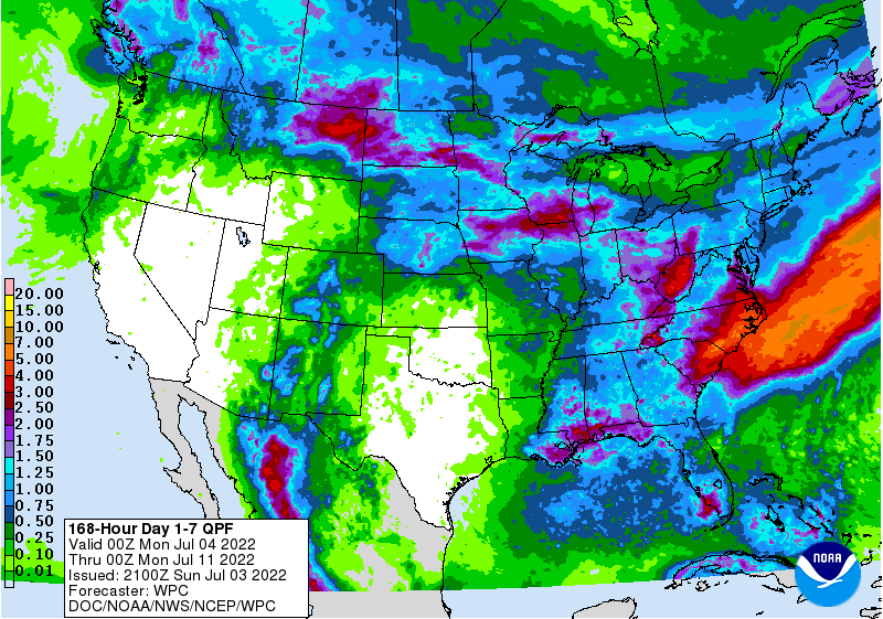 7-day rainfall forecast: July 4-11, 2022