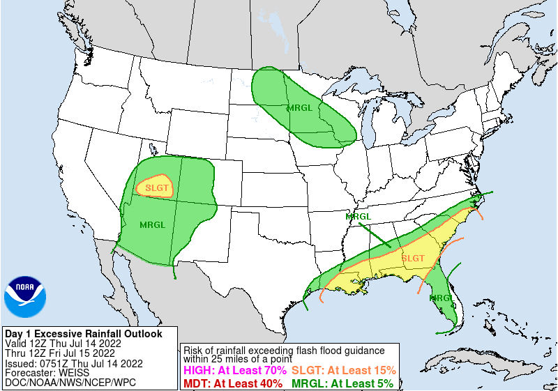 Flood Risk Forecast for July 14-15, 2022