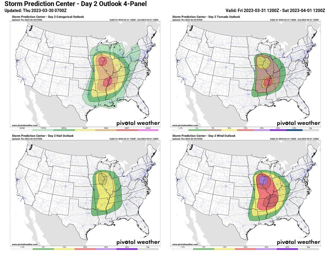 Friday's severe hazards probability