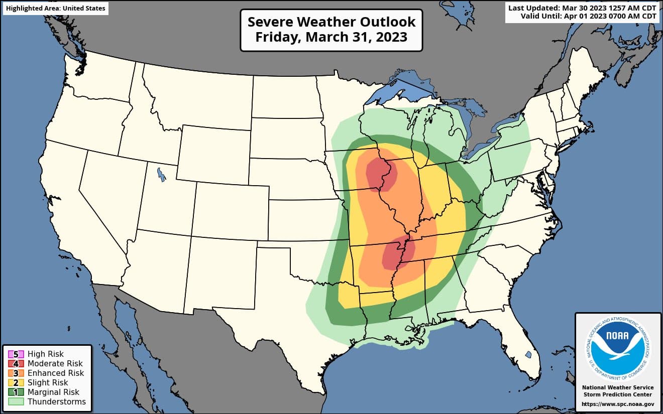 Friday's severe risk