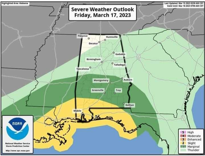 Friday's thunderstorm outlook
