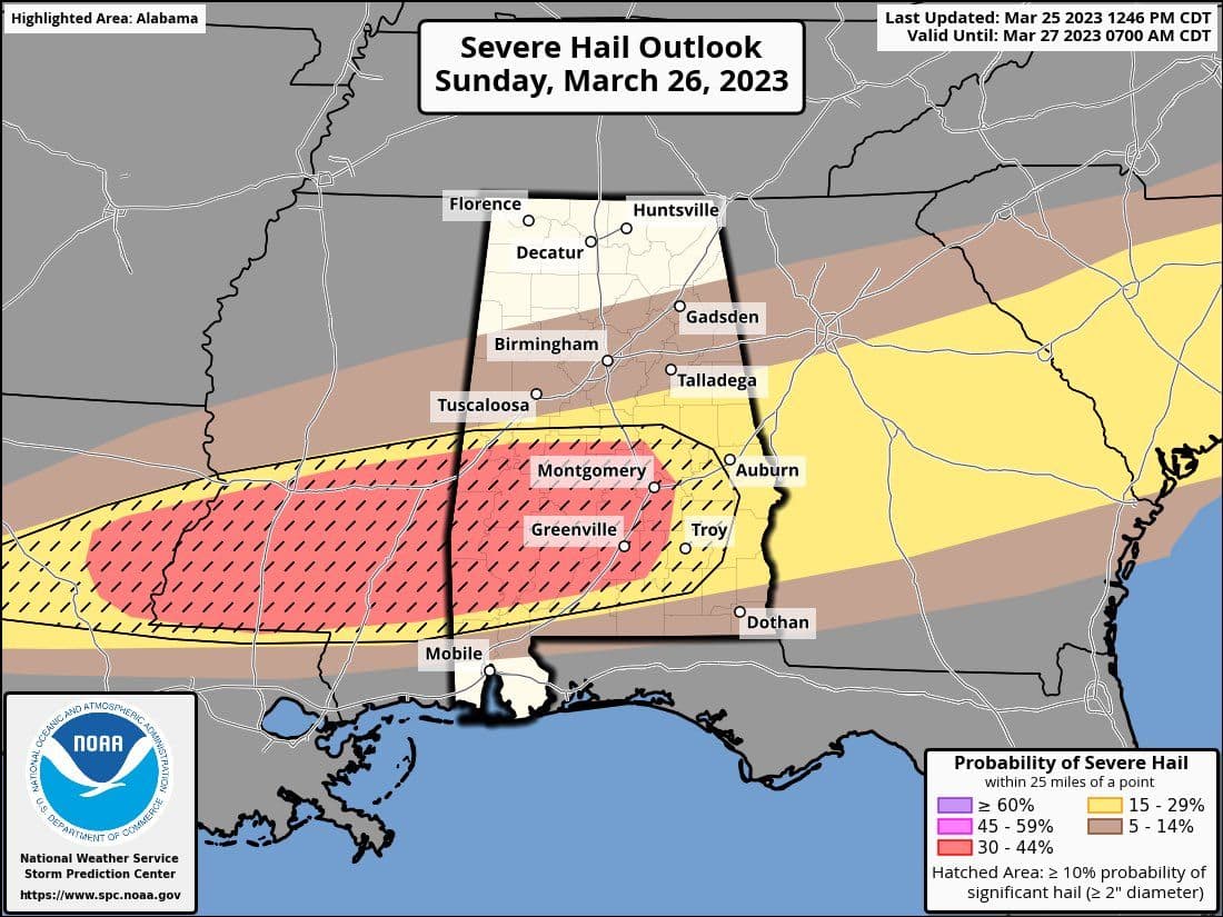 Sunday's hail risk