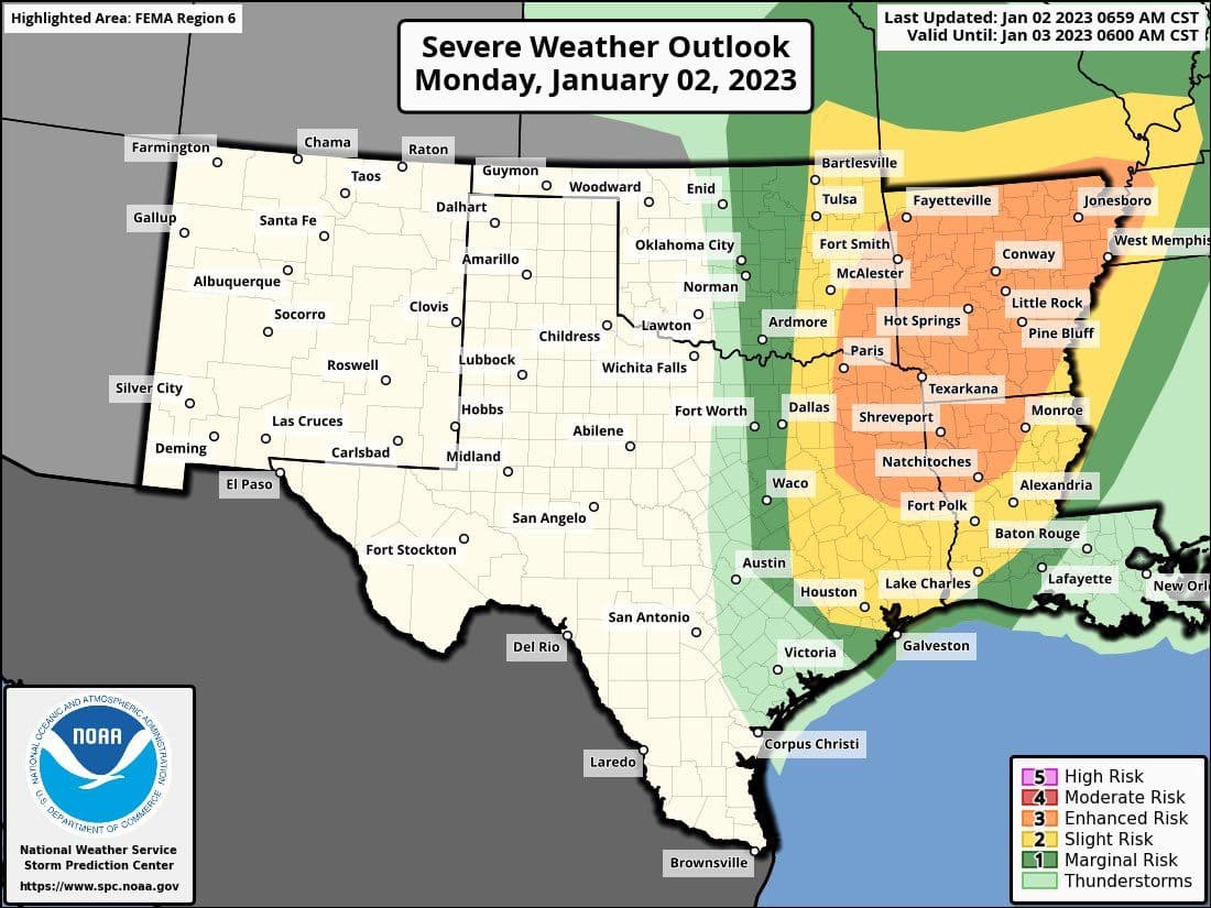 Monday severe risk
