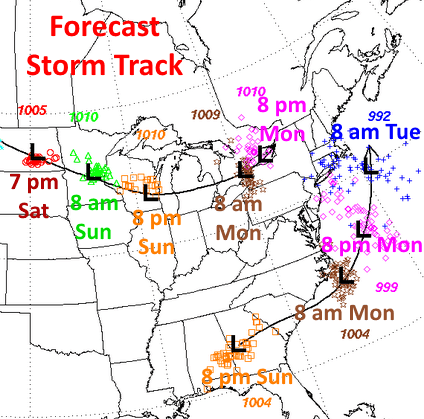 Nor'easter timing and track forecast