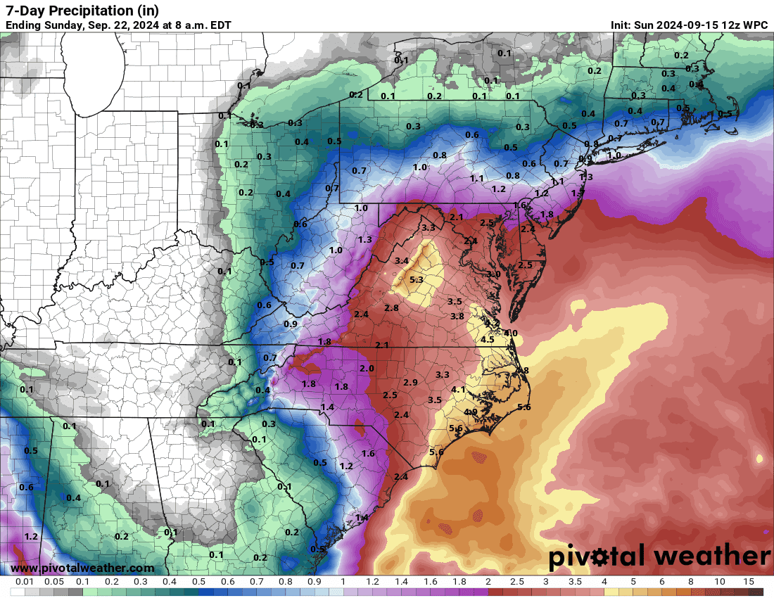 Rain forecast this week from the WPC