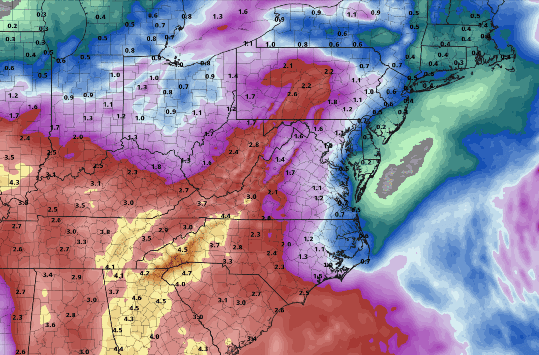 Rainfall forecast next 7-days