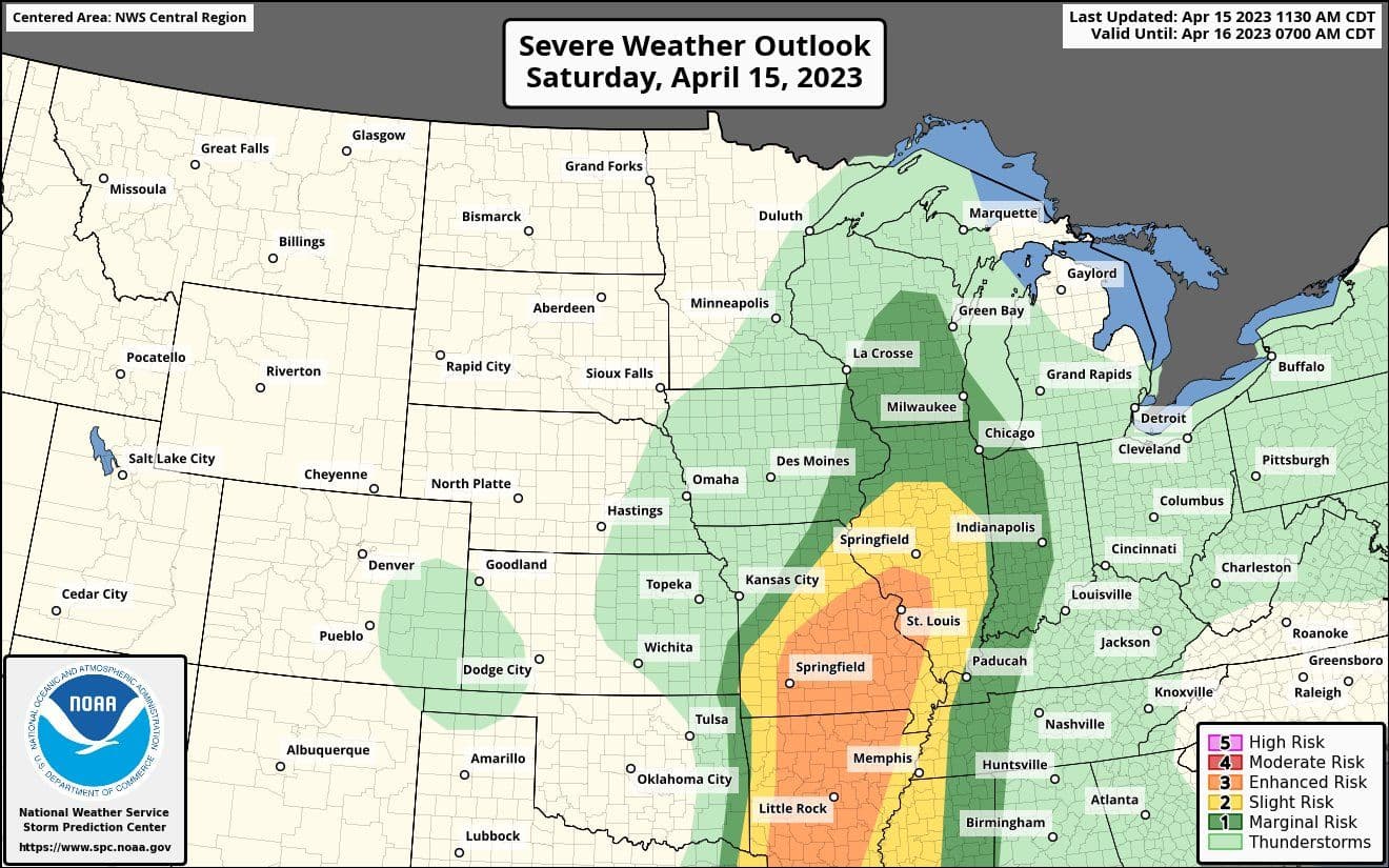 Saturday's severe risk