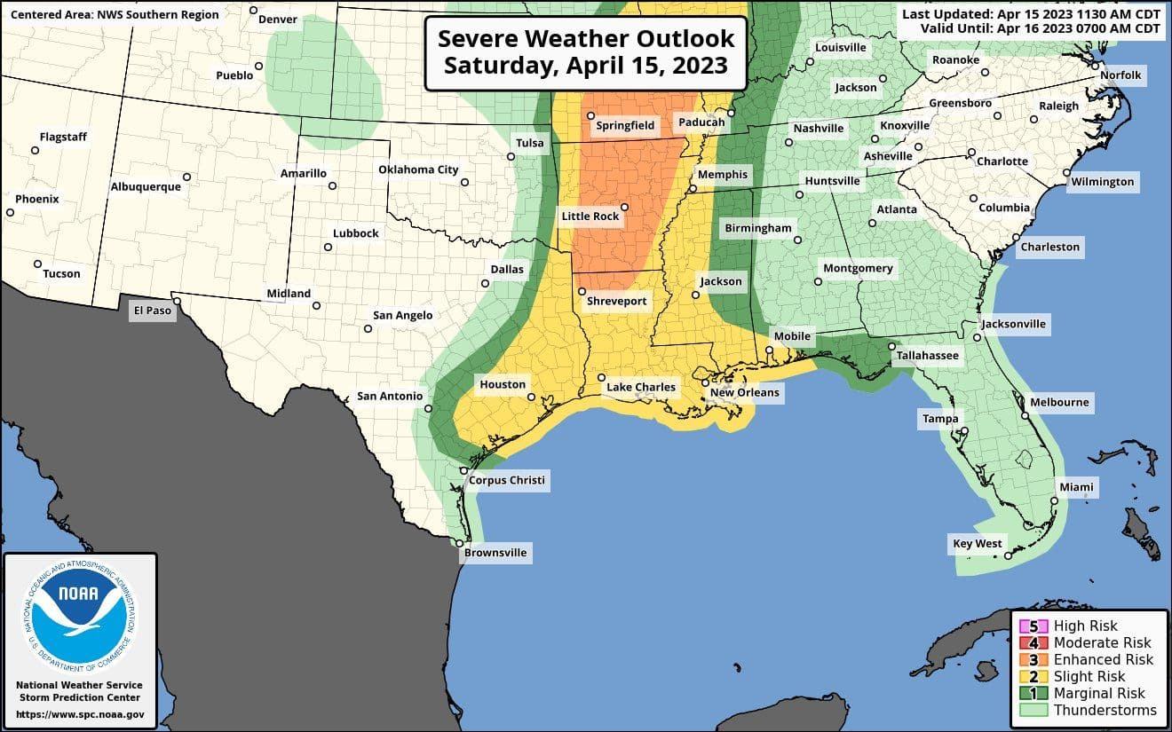 Saturday's severe risk