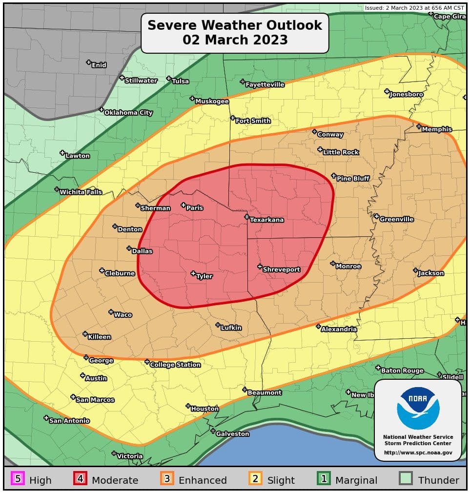 Severe risk area today