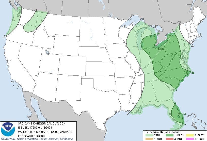 Sunday's severe risk