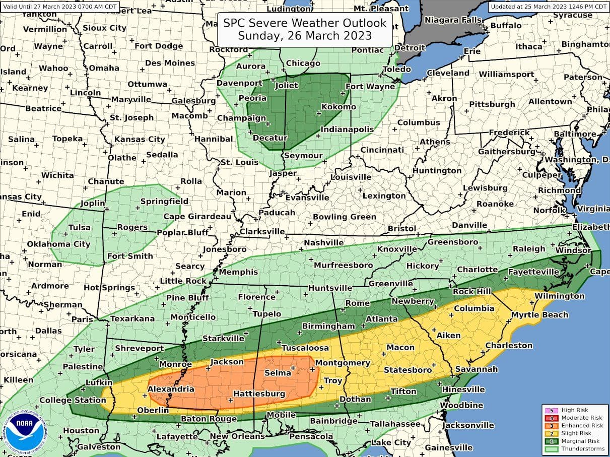 Sunday's severe risk