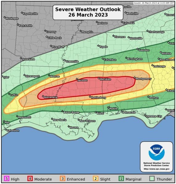 Sunday's severe risk