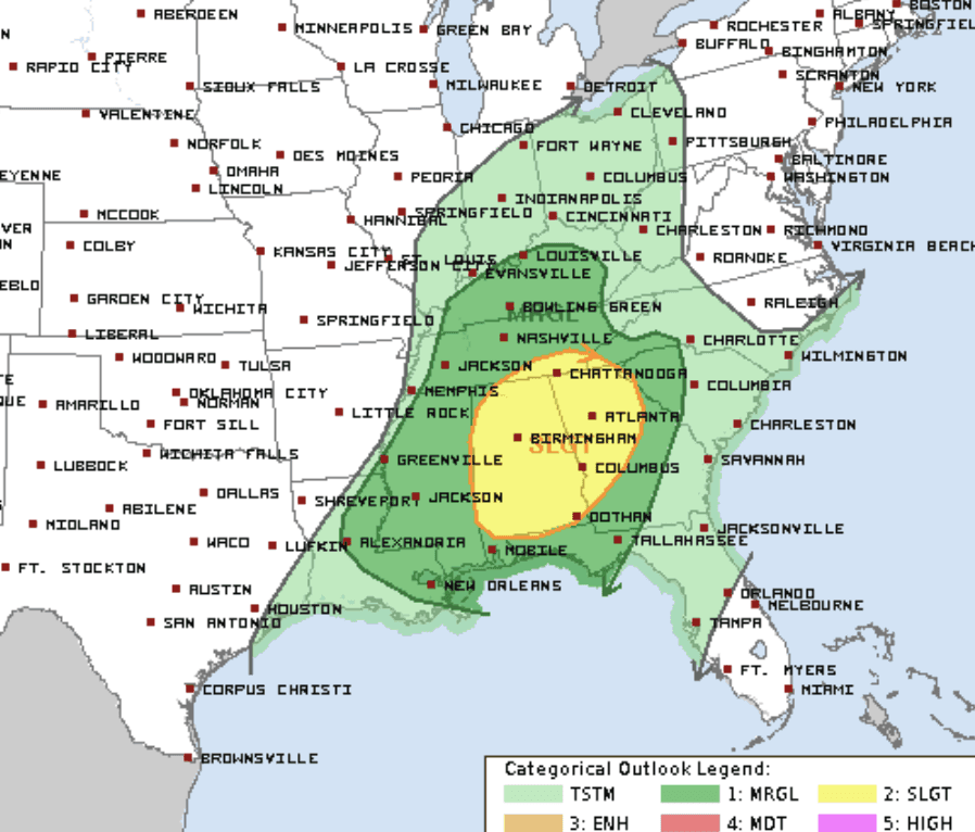 Thursday thunderstorm forecast