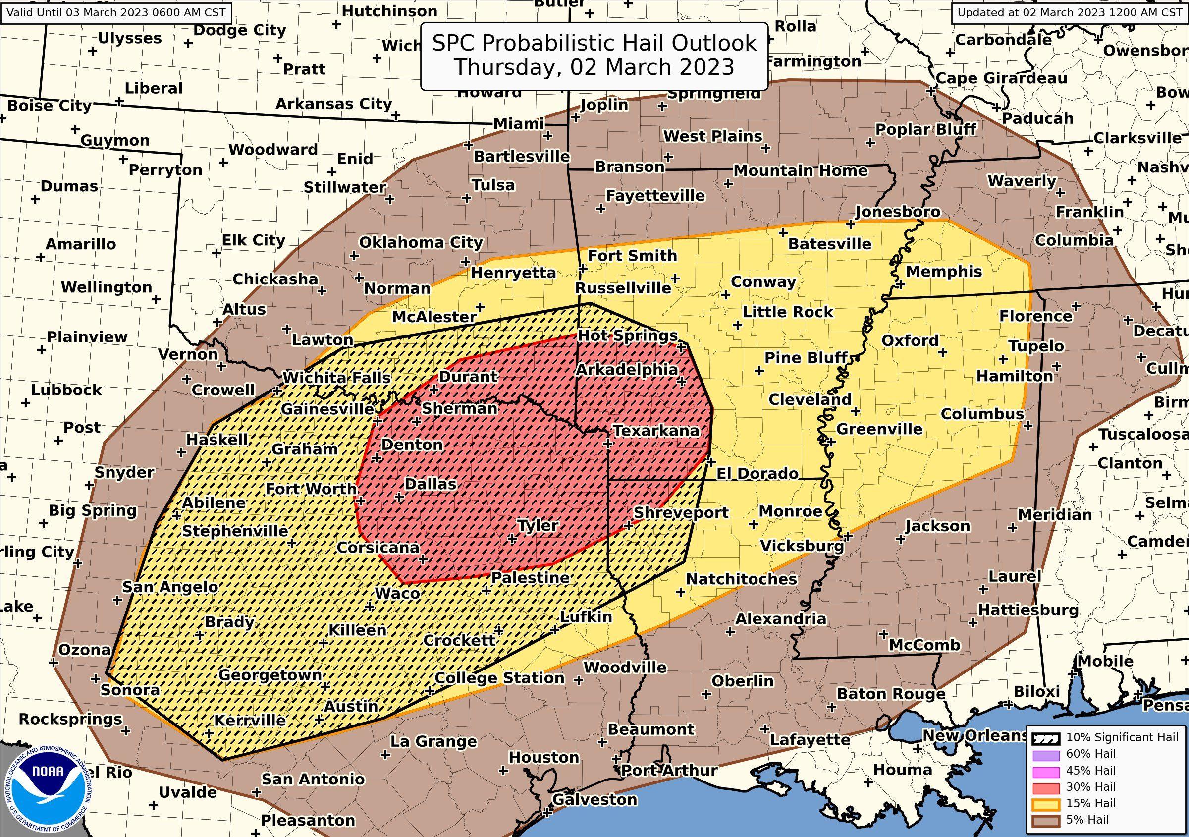 Today's hail outlook