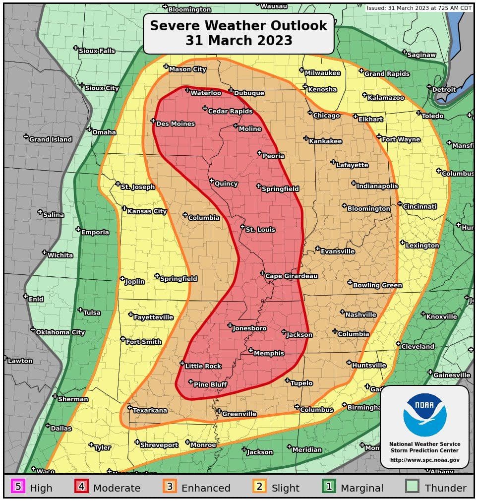  Today's moderate severe thunderstorm risk