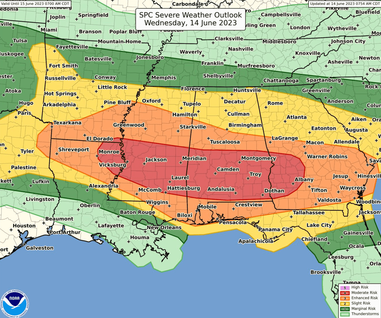 Today's severe risk