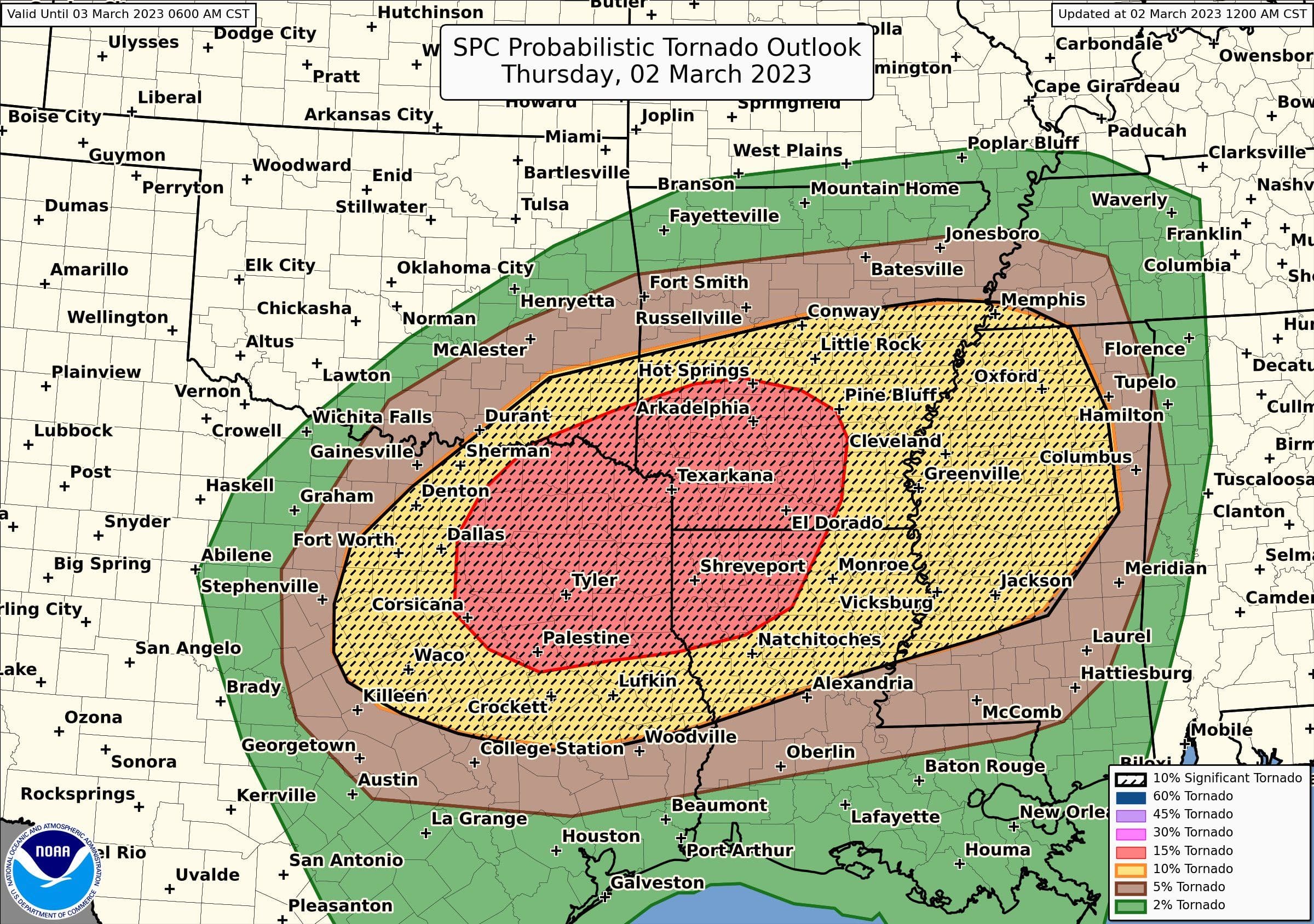 Today's tornado outlook