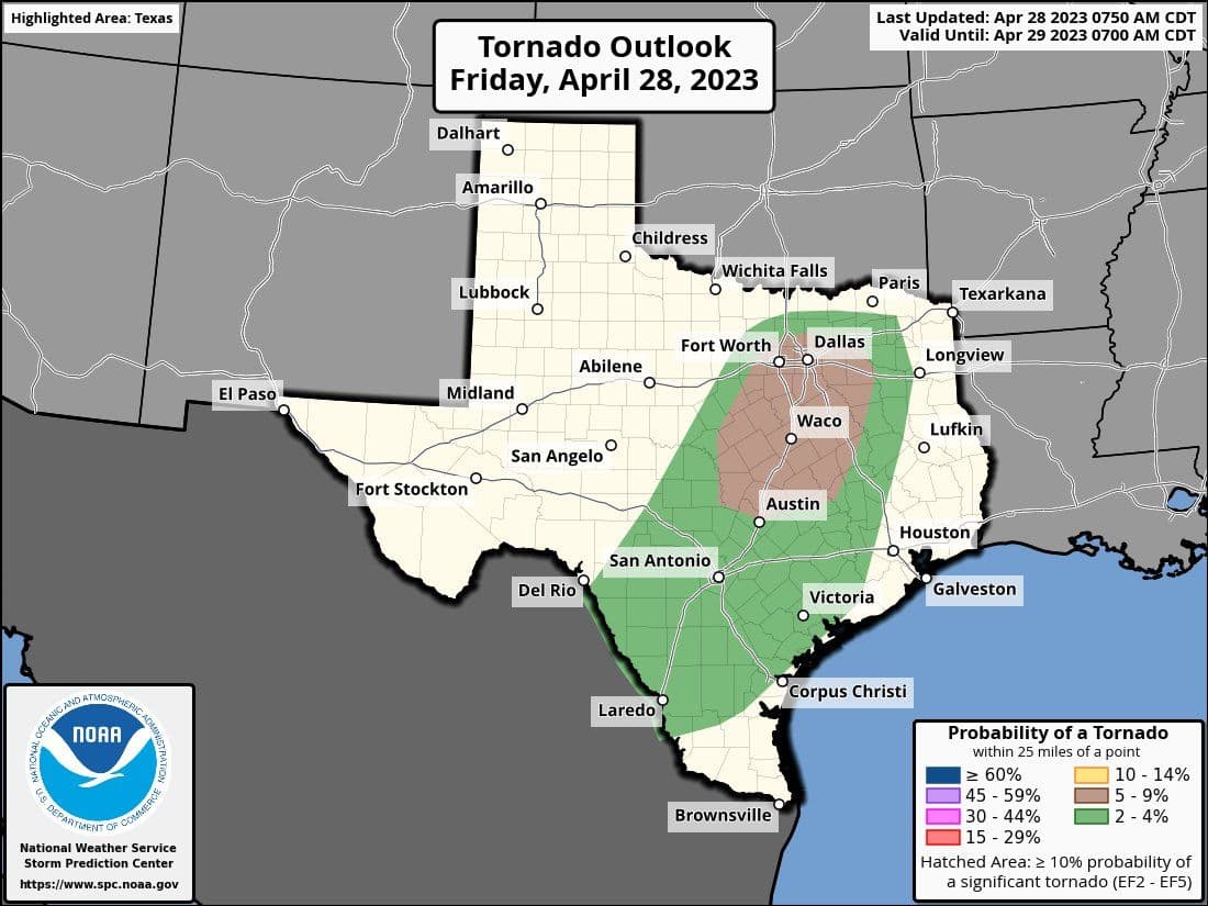 Today's tornado risk