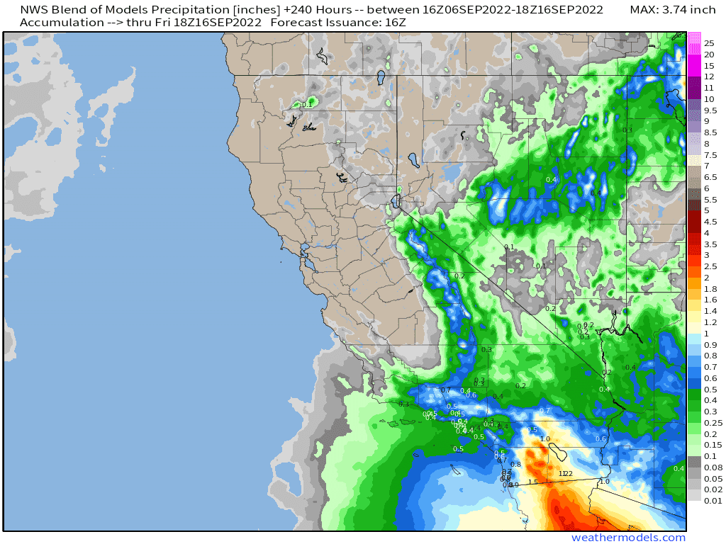 Rain potential from Kay