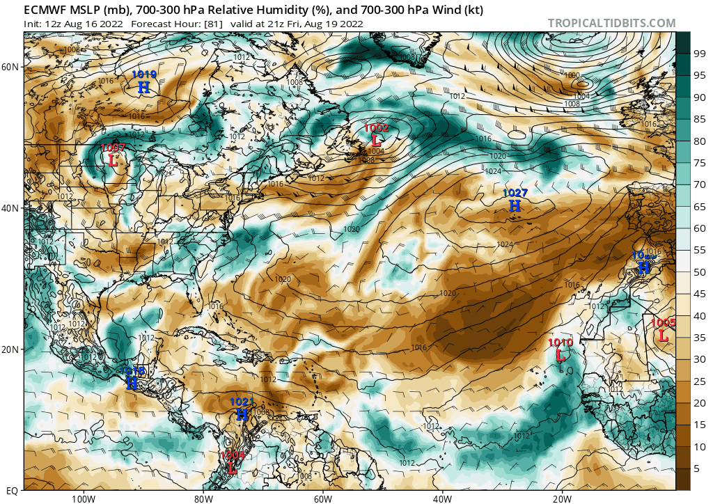 Dry air over the open Atlantic 