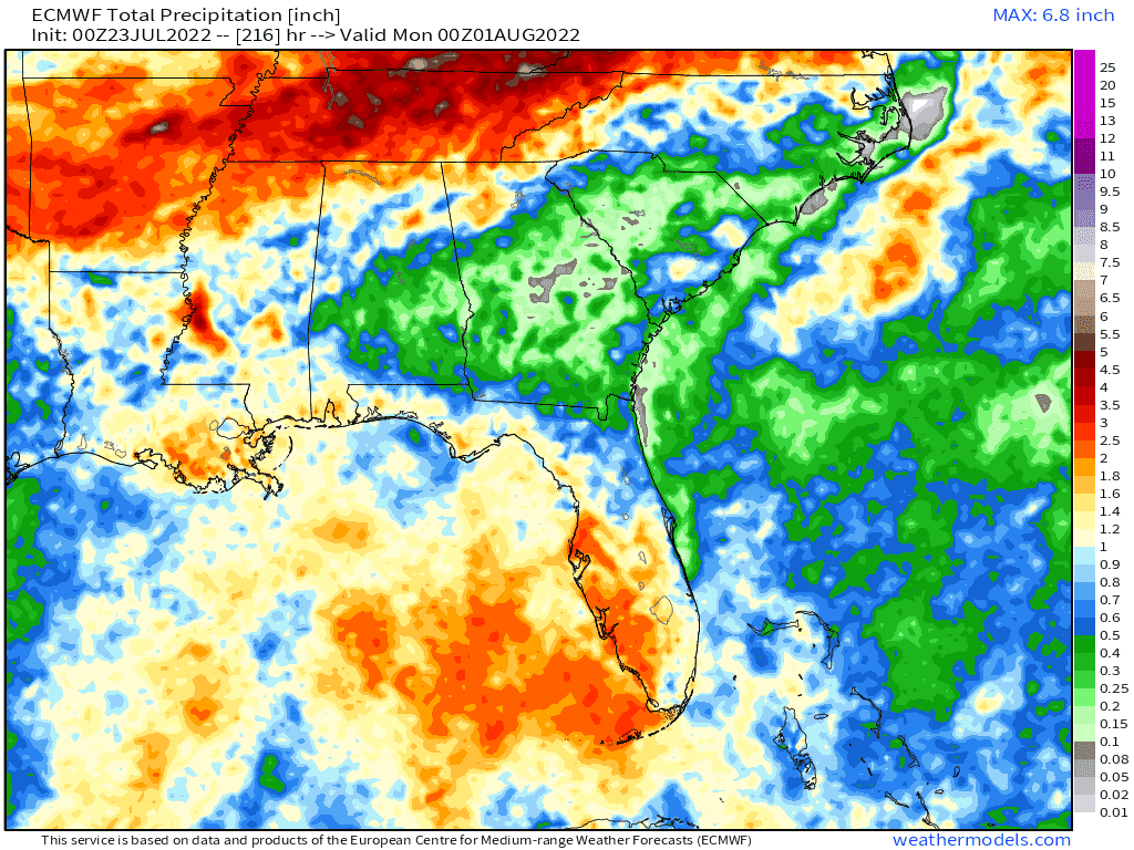 Rainfall forecast next 7-days