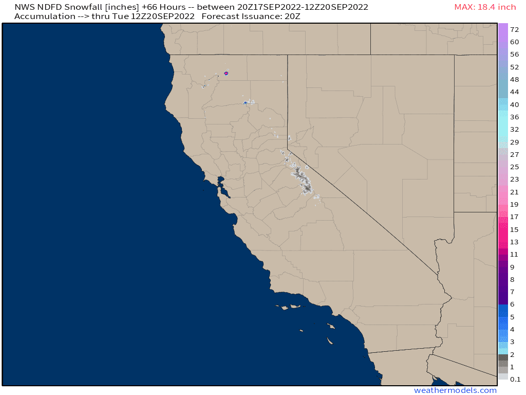 Snow forecast for California