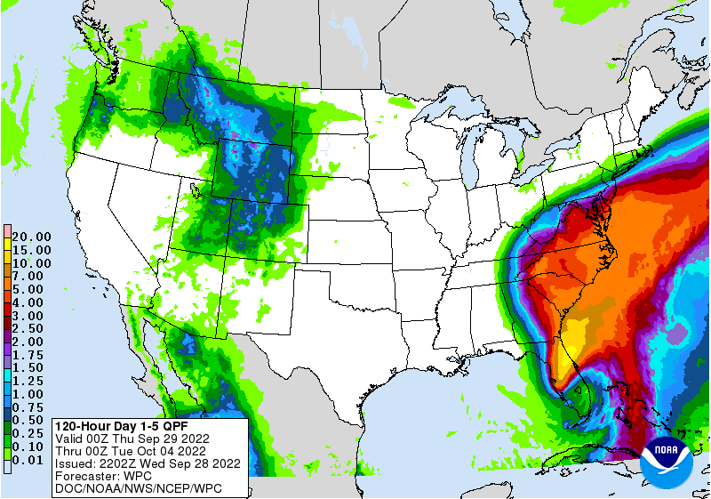 5-Day Rainfall Forecast – September 28-October 3, 2022