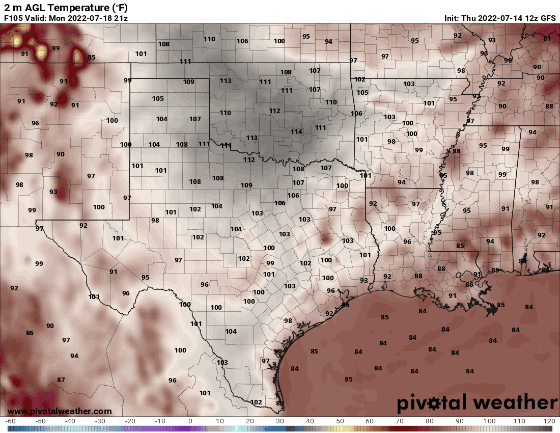 Monday afternoon temperature forecast GFS