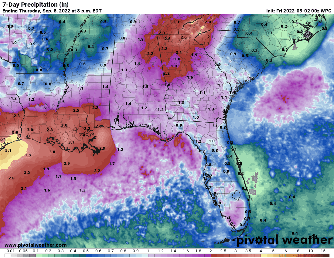 Southeast rain forecast next 7-days