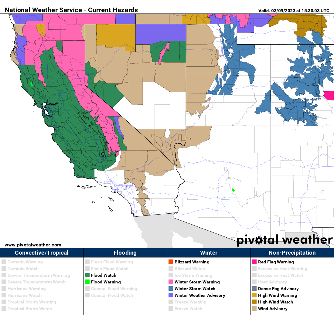 Current weather alerts from the NWS