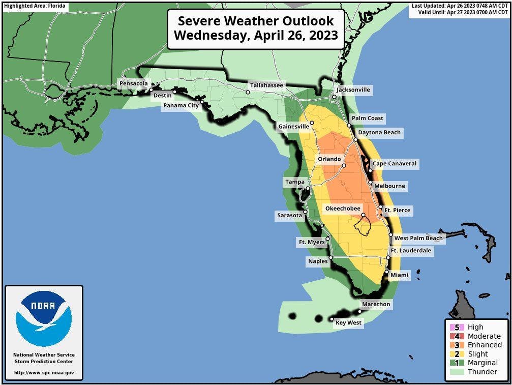 Florida severe risk today