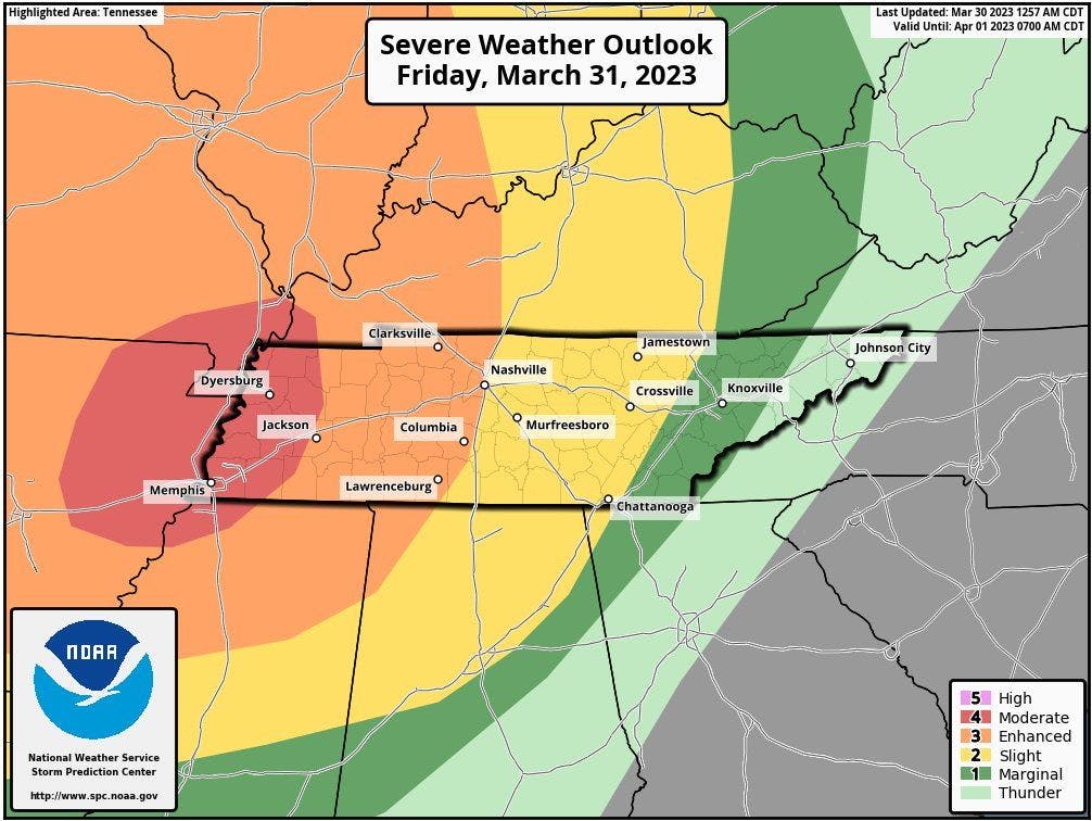 Friday's moderate severe risk