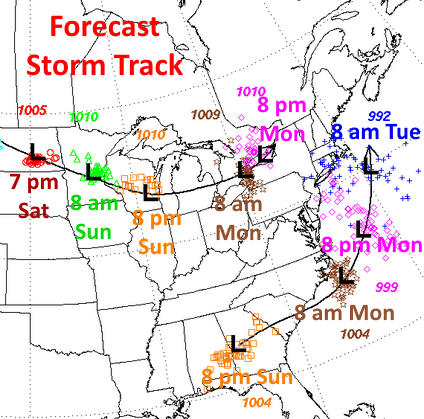 Nor'easter timing and track forecast