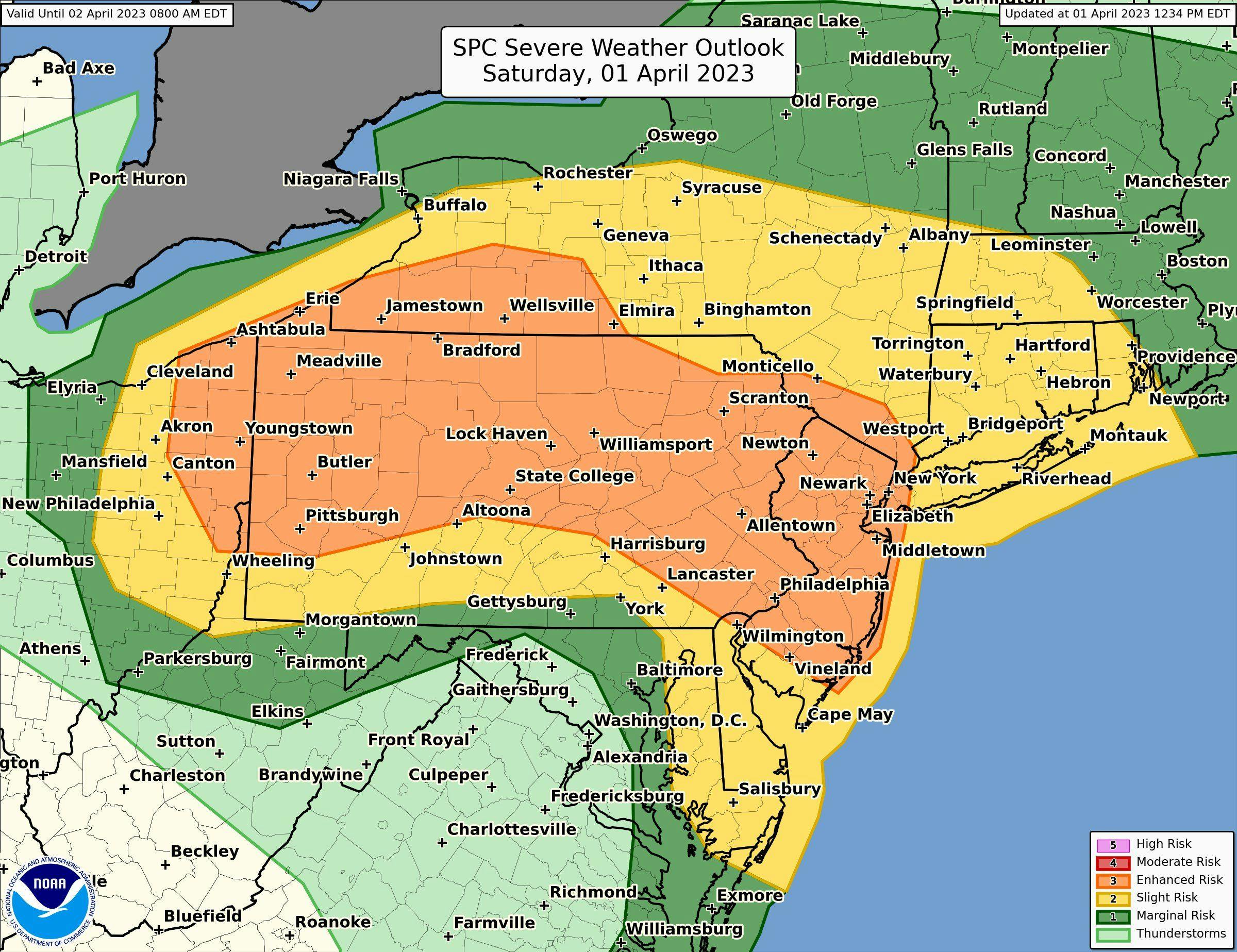  Northeast severe risk Saturday