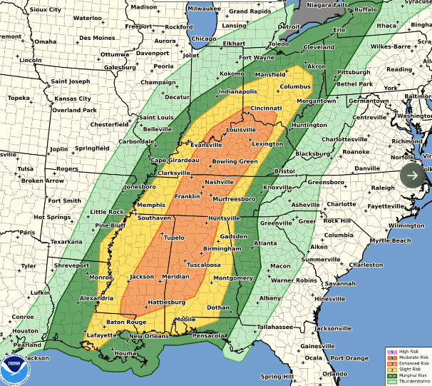 Thunderstorm outlook map
