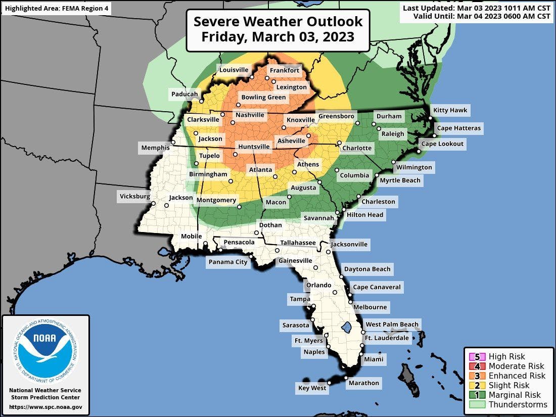 Today's (Friday) severe risk