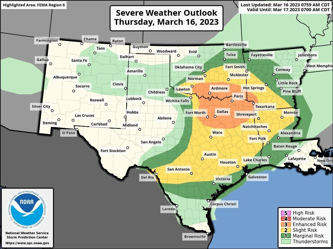 Today's thunderstorm outlook
