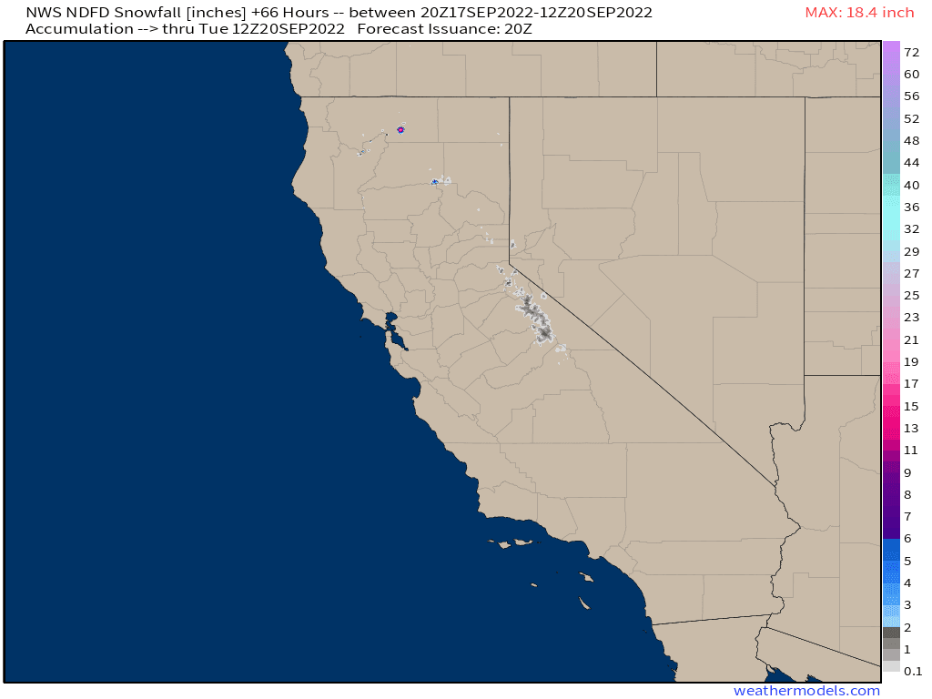Snow forecast for California