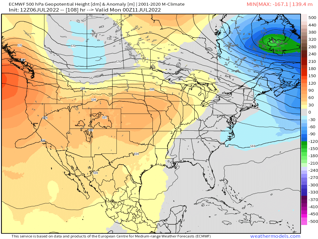 Upper level weather pattern late this weekend