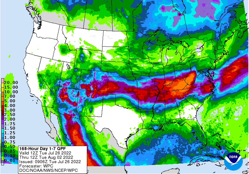 7-Day Rainfall Forecast: July 26-August 2, 2022