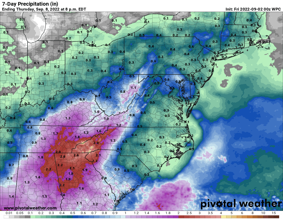 Carolinas rain forecast next 7-days